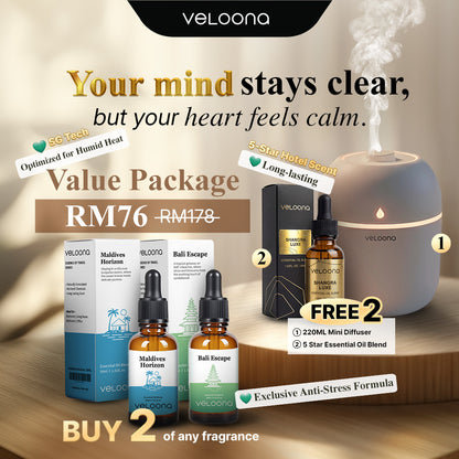 VELOONA Buy 2 Free 2 [220ML Mini Diffuser + Premium Essential Oil] | Clear Mind, - Main Product Image