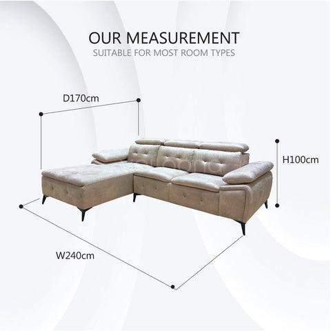 Norman L Shape Sofa Set Fabric