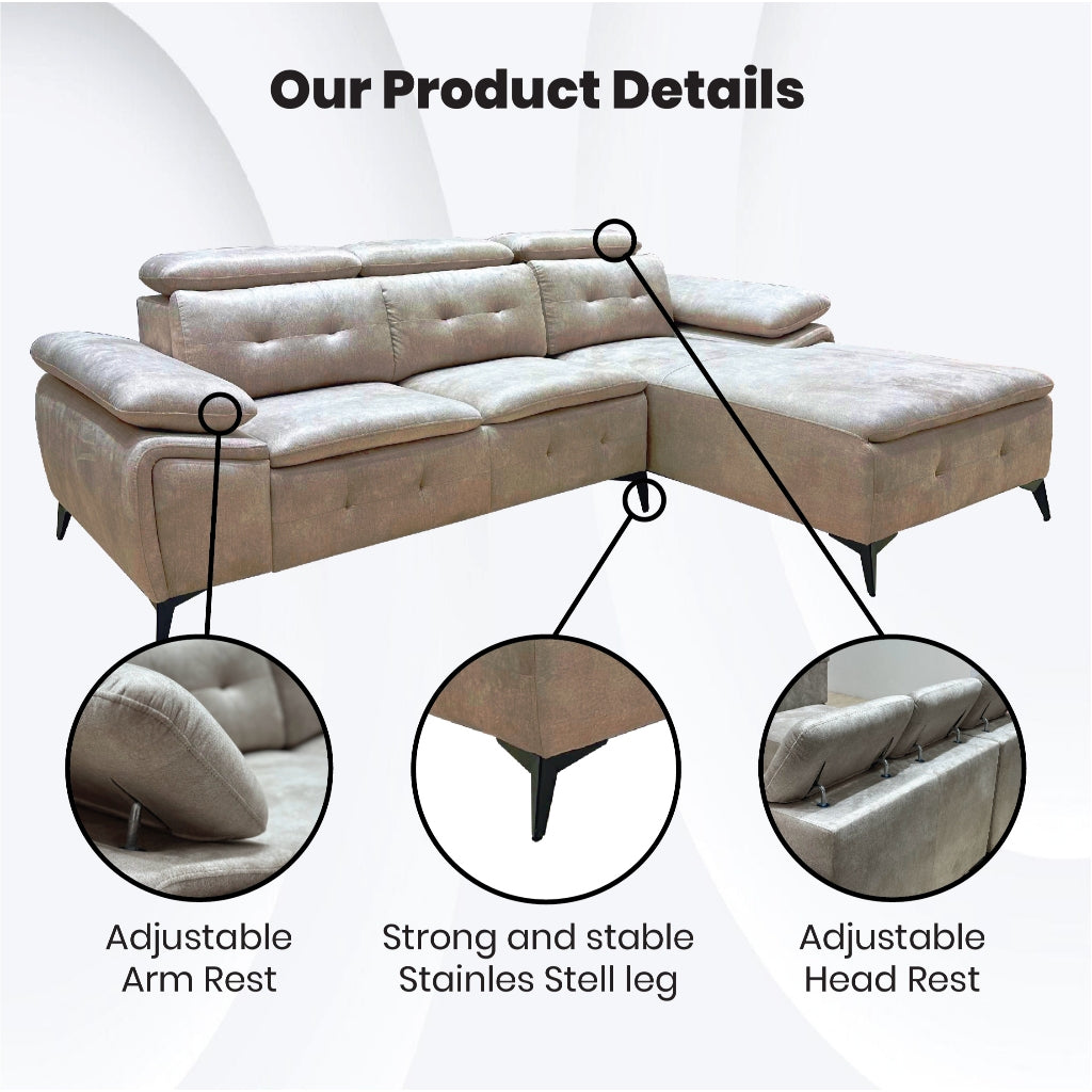 Norman L Shape Sofa Set Fabric